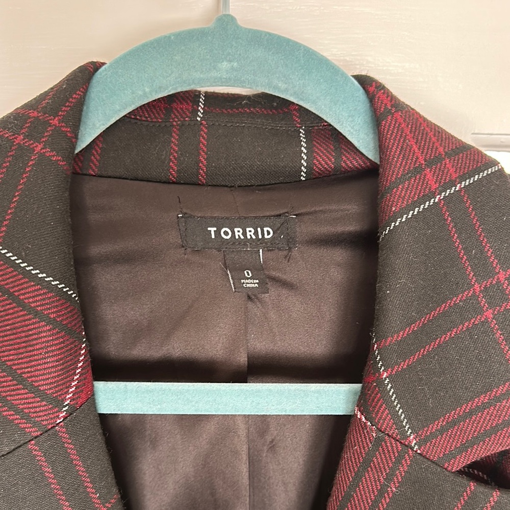 Torrid Women's Plaid Coat - Red and Black - Picture 3 of 5